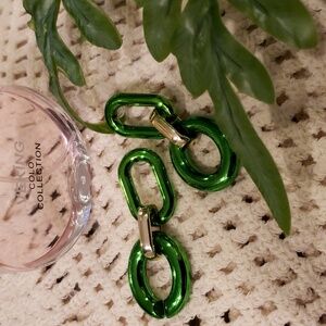 Acrylic Chain Loop Neon Green Earrings. New